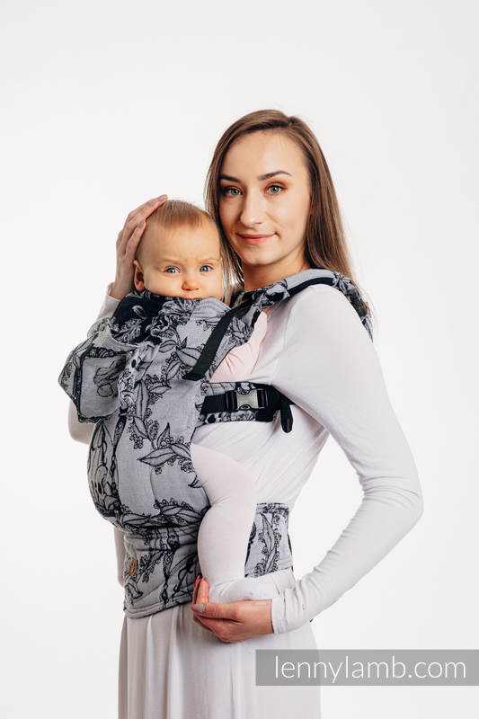 Nosidełko Ergonomiczne LennyGo z tkaniny żakardowej 100% bawełna , rozmiar Baby - CZAS (z czaszką) #babywearing