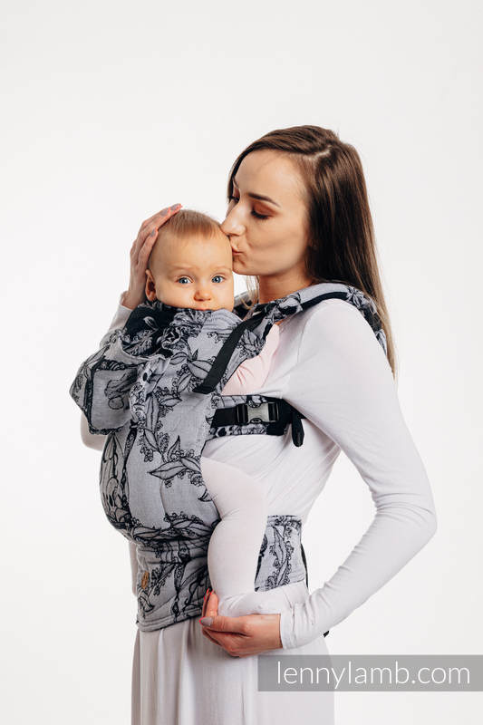 LennyGo Ergonomic Carrier, Toddler Size, jacquard weave 100% cotton - TIME (with skull) #babywearing