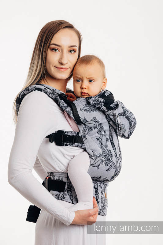 Marsupio Ergonomico LennyGo, misura Baby, tessitura jacquard 100% cotone - TIME (with skull) #babywearing