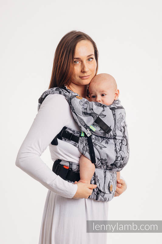 LennyUpGrade Carrier, Standard Size, jacquard weave 100% cotton - TIME (with skull) #babywearing