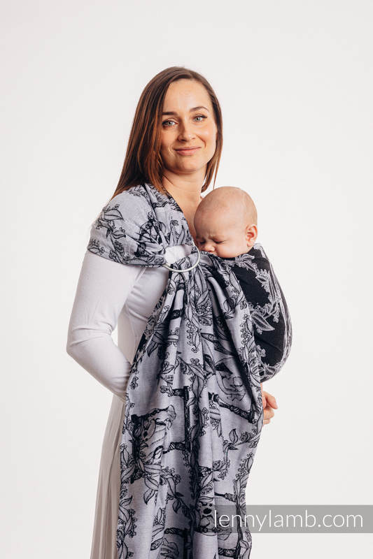 Ringsling, Jacquard Weave (100% cotton) - with gathered shoulder - Time (with skull) - standard 1.8m #babywearing