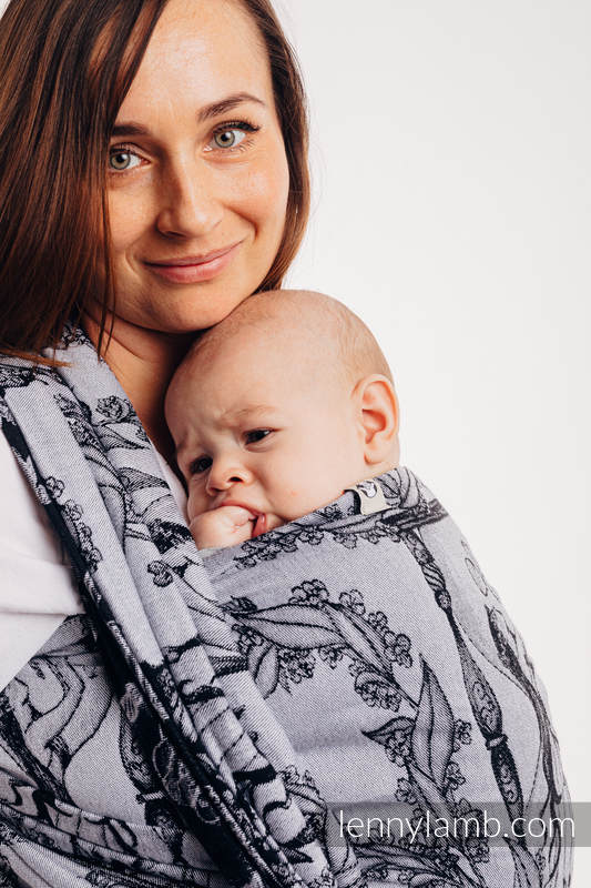 Żakardowa chusta do noszenia dzieci, bawełna - Czas (z czaszką) - rozmiar L (drugi gatunek) #babywearing