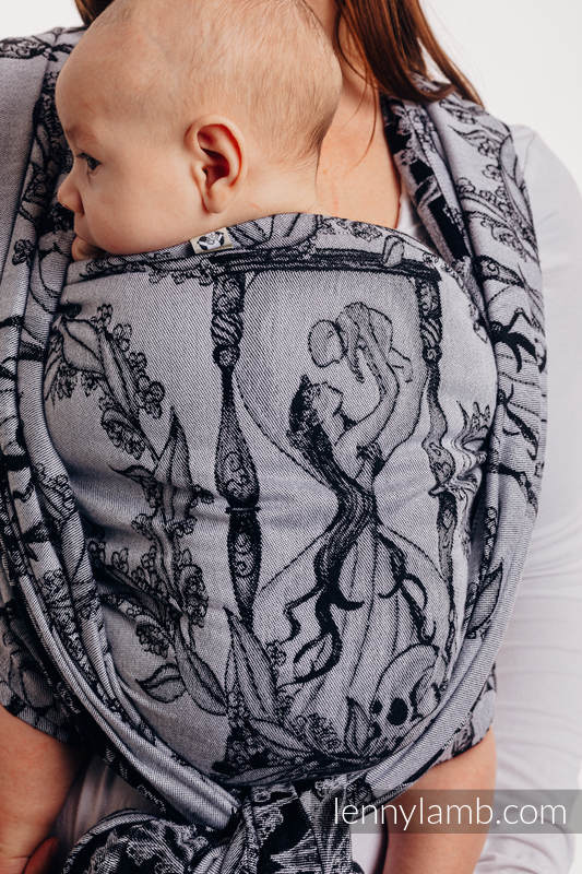 Baby Wrap, Jacquard Weave (100% cotton) - Time (with skull) - size M #babywearing
