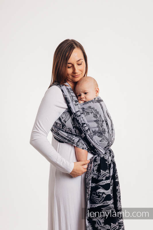 Baby Wrap, Jacquard Weave (100% cotton) - Time (with skull) - size L (grade B) #babywearing