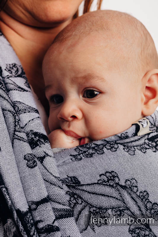 Baby Wrap, Jacquard Weave (100% cotton) - Time (with skull) - size XS (grade B) #babywearing