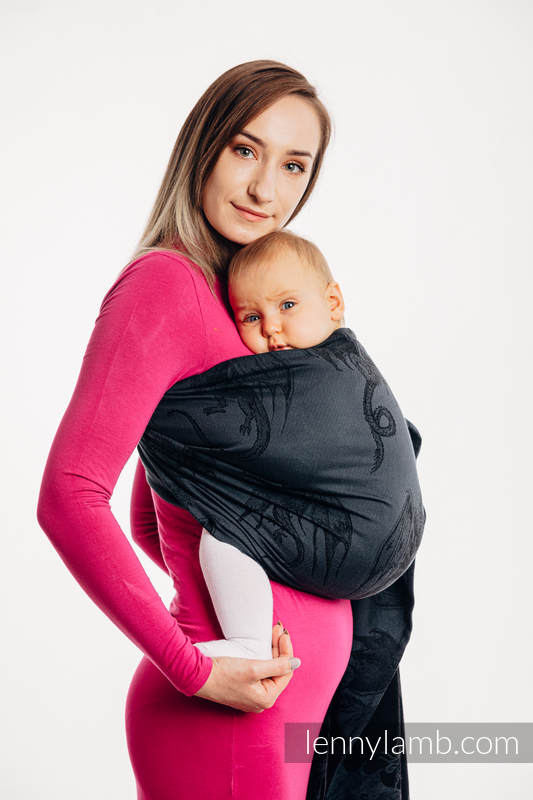 Żakardowa chusta kółkowa do noszenia dzieci, bawełna, ramię bez zakładek - DRAGON - SMOCZA STRAŻ - long 2.1m #babywearing