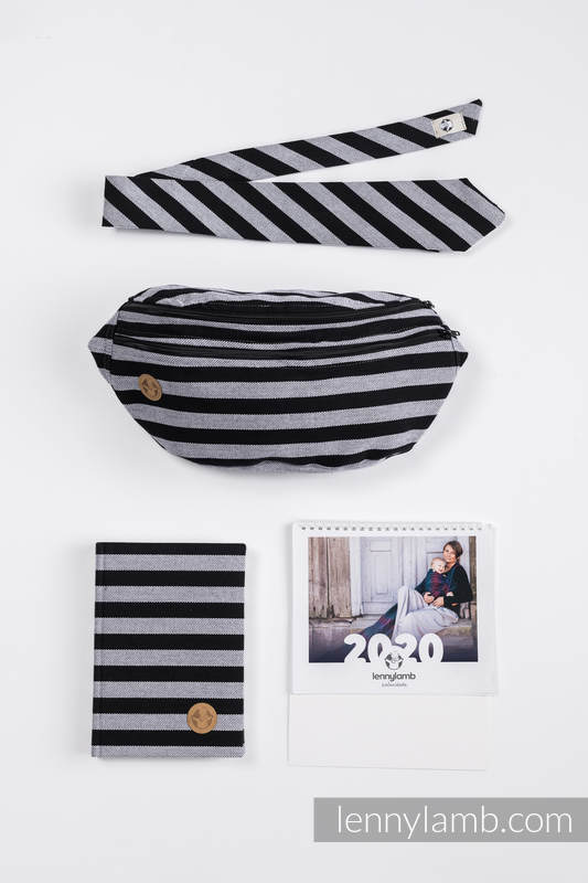 Gift Set for a Grandfather - Light & Shadow (LennyNecktie - 100% cotton, Waist Bag - 100% cotton, A5 calendar, Desk Calendar - Polish Version) #babywearing