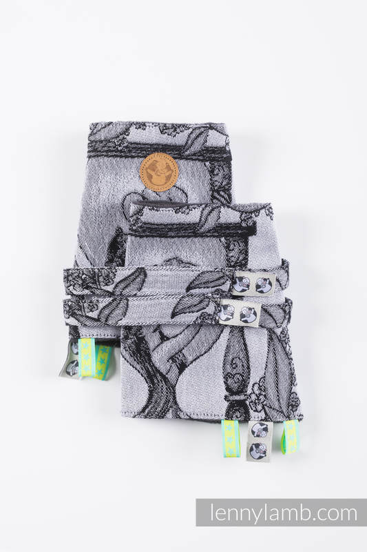 Drool Pads & Reach Straps Set, (60% cotton, 40% polyester) - TIME (with skull)  #babywearing