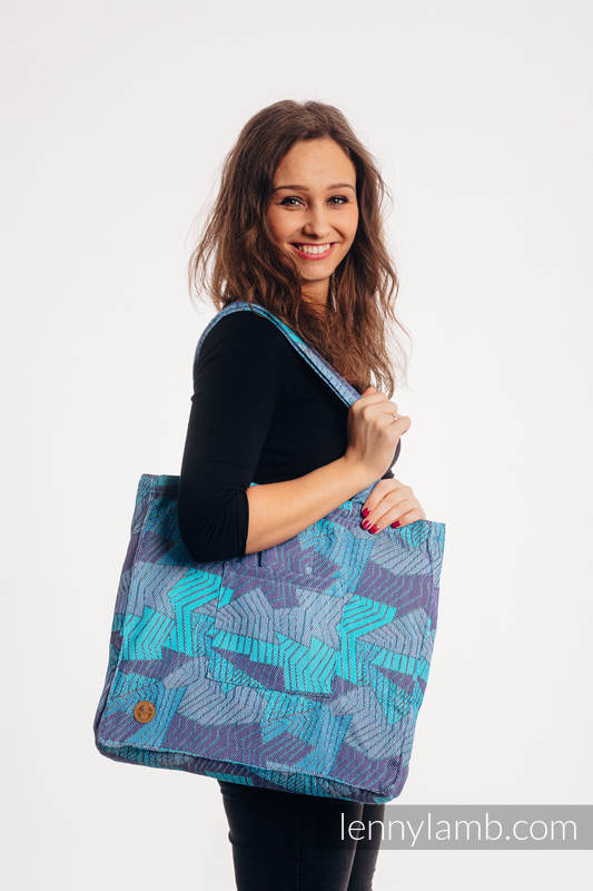 Borsa Shoulder Bag in tessuto di fascia (100% cotone) - PRISM - BLUE RAY - misura standard 37cm x 37cm  #babywearing