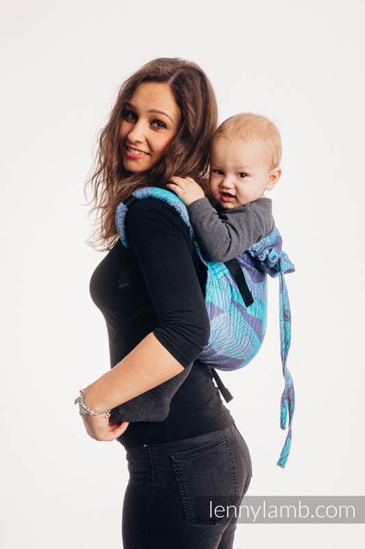 Lenny Buckle Onbuhimo baby carrier, toddler size, jacquard weave (100% cotton) - PRISM - BLUE RAY #babywearing
