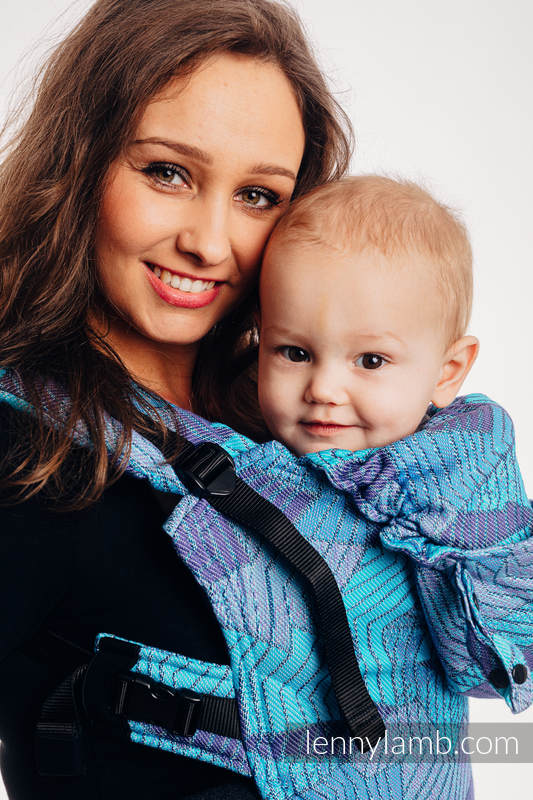 Marsupio Ergonomico LennyGo, misura Toddler, tessitura jacquard 100% cotone - PRISM - BLUE RAY #babywearing
