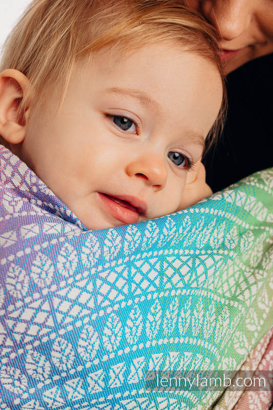 Chusta kółkowa, splot żakardowy, (100% bawełna) - PAWI OGON - BAŃKA MYDLANA - standard 1.8m #babywearing