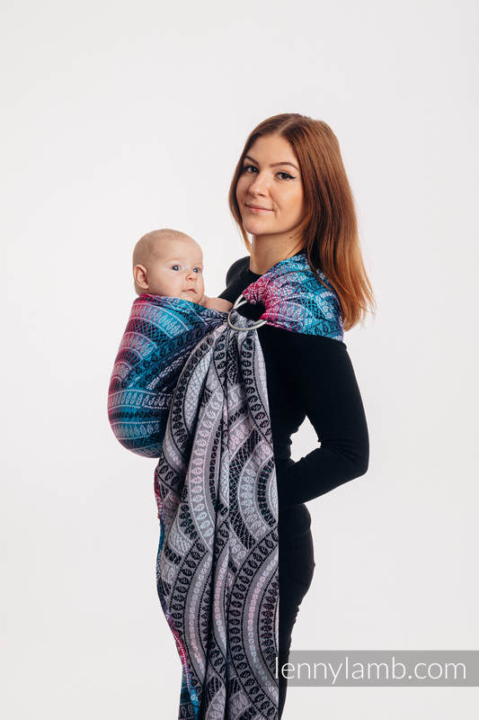 Ringsling, Jacquard Weave (65% cotton, 35% bamboo), with gathered shoulder - PEACOCK'S TAIL - DREAMSPACE - standard 1.8m #babywearing