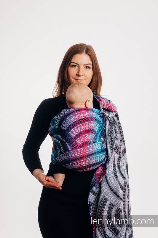 Ringsling, Jacquard Weave (65% cotton, 35% bamboo), with gathered shoulder - PEACOCK'S TAIL - DREAMSPACE - long 2.1m #babywearing