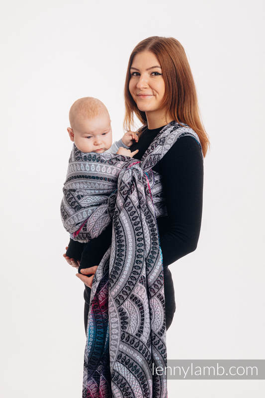 Baby Wrap, Jacquard Weave (65% cotton, 35% bamboo) - PEACOCK'S TAIL - DREAMSPACE - size XS #babywearing