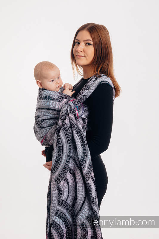 Fular, tejido jacquard (65% algodón, 35% viscosa de bambú) - PEACOCK'S TAIL - DREAMSPACE - talla XS #babywearing