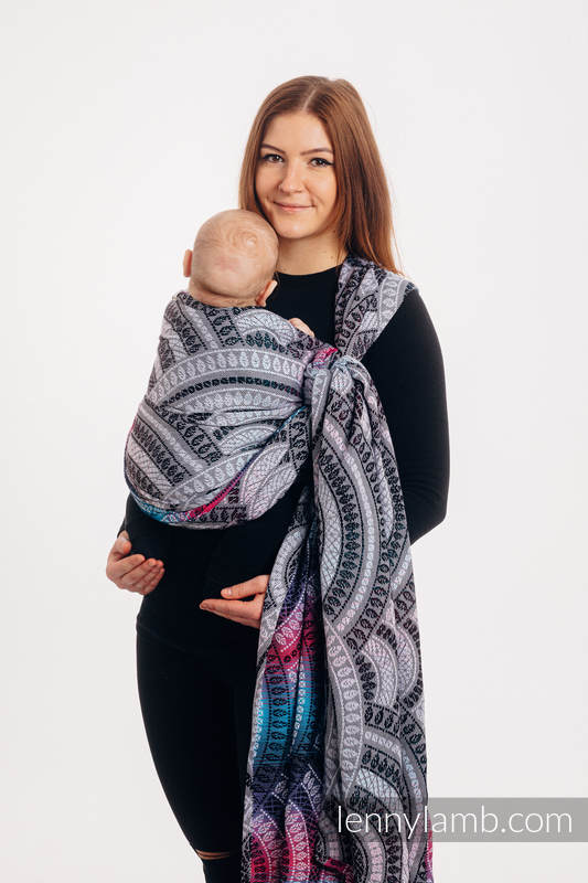 Baby Wrap, Jacquard Weave (65% cotton, 35% bamboo) - PEACOCK'S TAIL - DREAMSPACE - size XL #babywearing