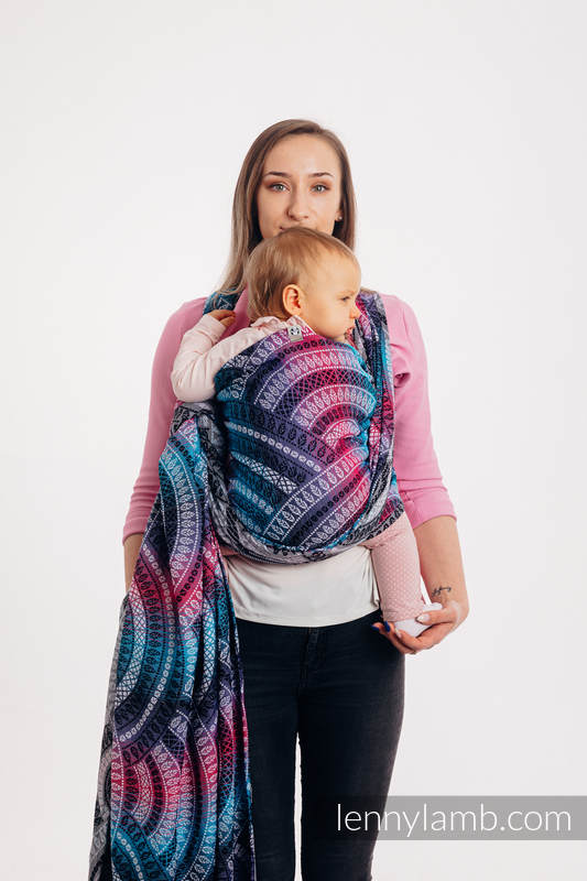 Baby Wrap, Jacquard Weave (65% cotton, 35% bamboo) - PEACOCK'S TAIL - DREAMSPACE - size XS #babywearing