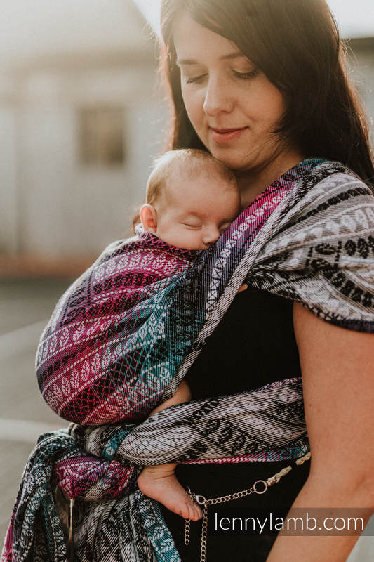 Baby Wrap, Jacquard Weave (65% cotton, 35% bamboo) - PEACOCK'S TAIL - DREAMSPACE - size M #babywearing
