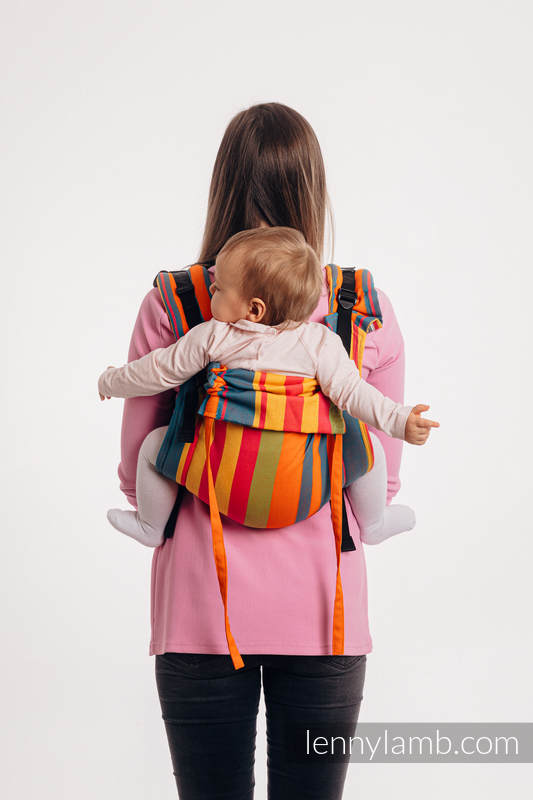Nosidło Klamrowe ONBUHIMO z tkaniny skośno-krzyżowej (100% bawełna), rozmiar Standard - POMARAŃCZOWA ZUMBA #babywearing