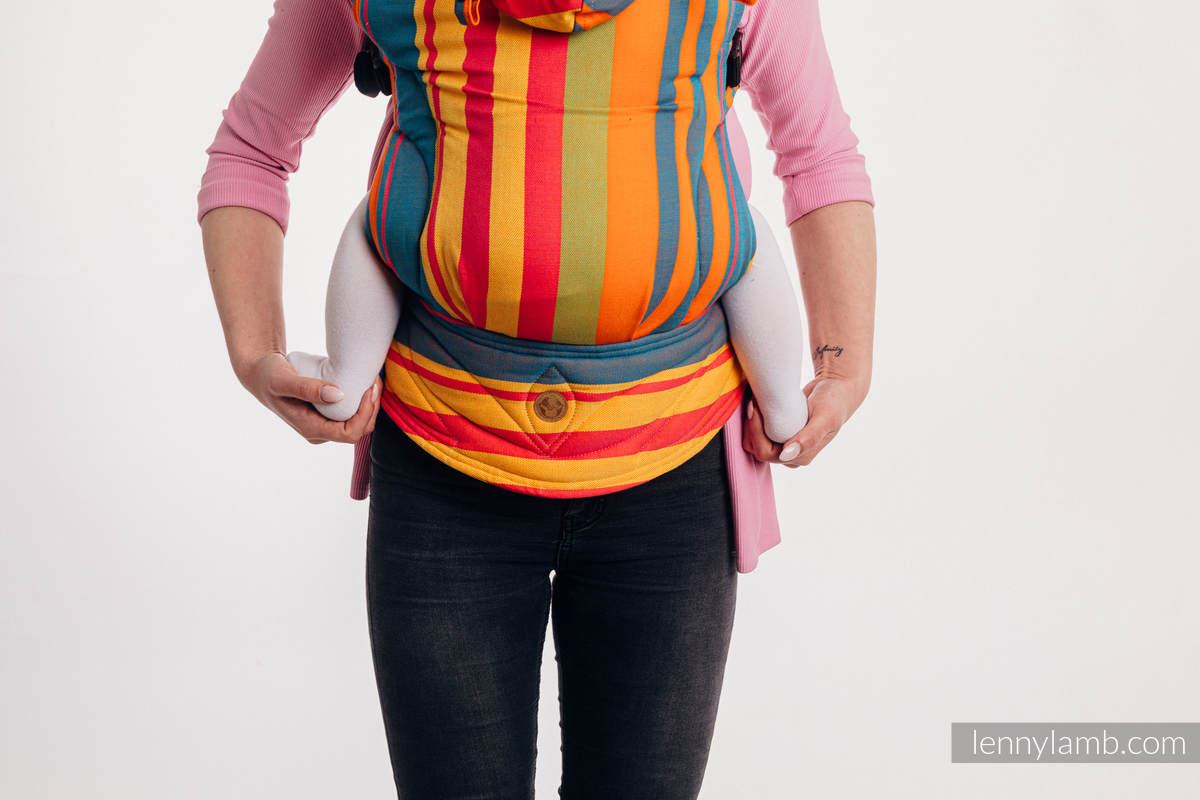 Nosidełko Ergonomiczne LennyGo z tkaniny skośnokrzyżowej 100% bawełna , rozmiar Toddler - POMARAŃCZOWA ZUMBA #babywearing