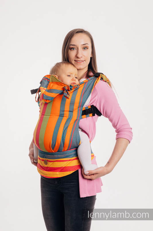 LennyGo Porte-bébé ergonomique, taille bébé, sergé brisé 100 % coton, ZUMBA ORANGE #babywearing