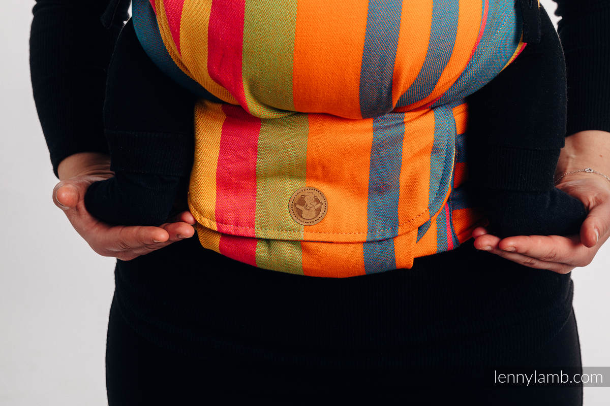 Nosidełko LennyUpGrade z tkaniny skośno-krzyżowej 100% bawełna, rozmiar standard - POMARAŃCZOWA ZUMBA #babywearing