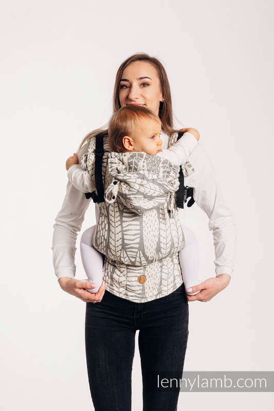 LennyGo Ergonomic Carrier, Baby Size, jacquard weave (85% cotton, 15% bamboo charcoal) - SKETCHES OF NATURE - PURE - no dyes #babywearing