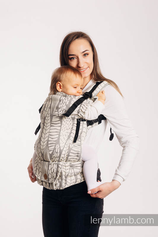LennyUpGrade Carrier, Standard Size, jacquard weave (85% cotton, 15% bamboo charcoal) - SKETCHES OF NATURE - PURE - no dyes #babywearing