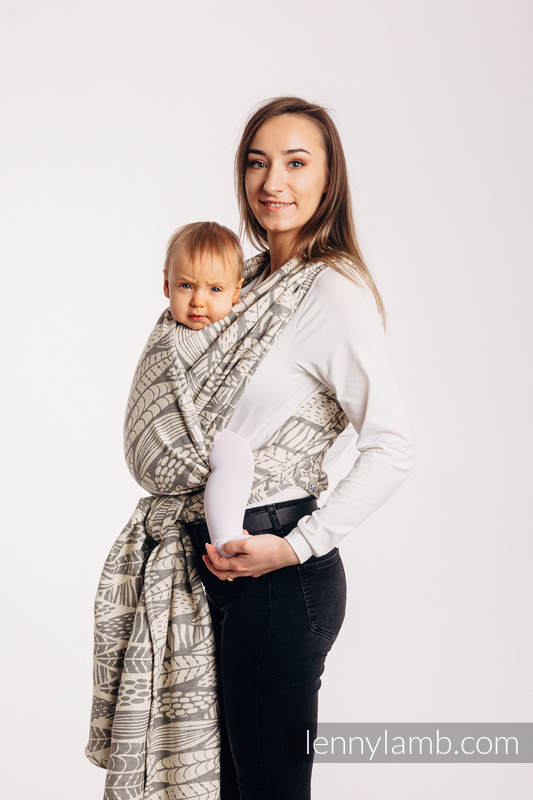 Baby Wrap, Jacquard Weave (85% cotton, 15% bamboo charcoal) - SKETCHES OF NATURE - PURE - no dyes - size L #babywearing