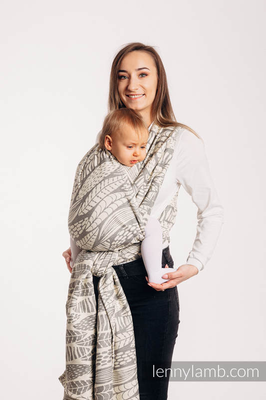 Baby Wrap, Jacquard Weave (85% cotton, 15% bamboo charcoal) - SKETCHES OF NATURE - PURE - no dyes - size XL #babywearing