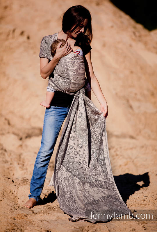 Żakardowa chusta do noszenia dzieci, bawełna - Na Krańcu Świata - rozmiar XS #babywearing