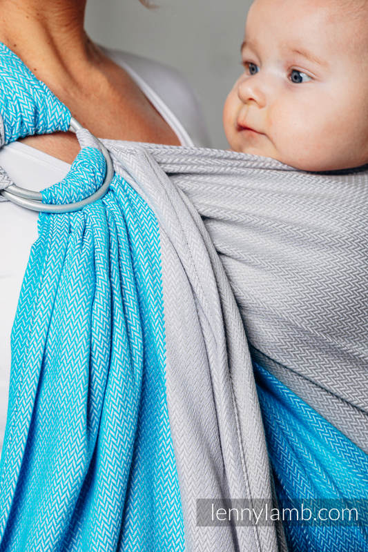 RingSling, Fischgrätmuster (100% Baumwolle), Raffung an den Ringen - LITTLE HERRINGBONE LARIMAR - standard 1.8m #babywearing