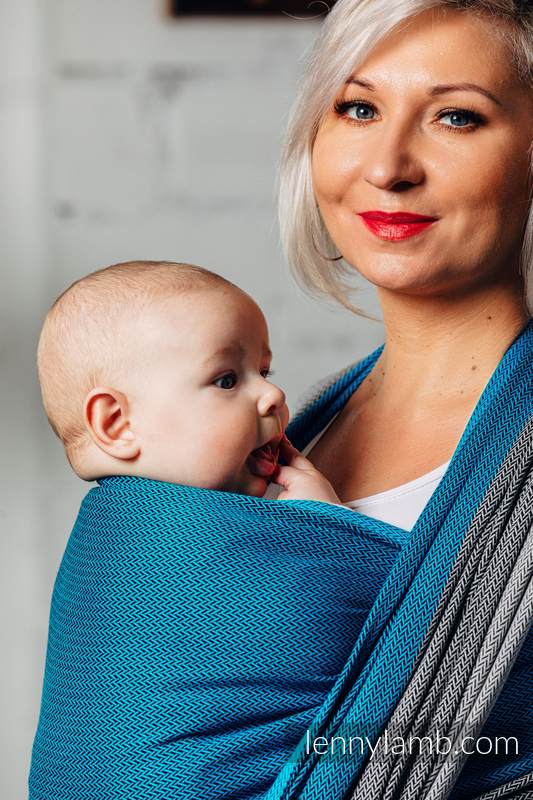 My First Baby Sling, Herringbone Weave (100% cotton) - LITTLE HERRINGBONE SODALITE - size XS #babywearing