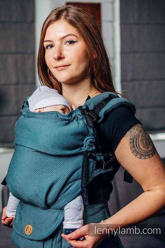 Nosidełko LennyUpGrade, splot jodełkowy, 100% bawełna , rozmiar standard - BASIC LINE AMAZONIT #babywearing