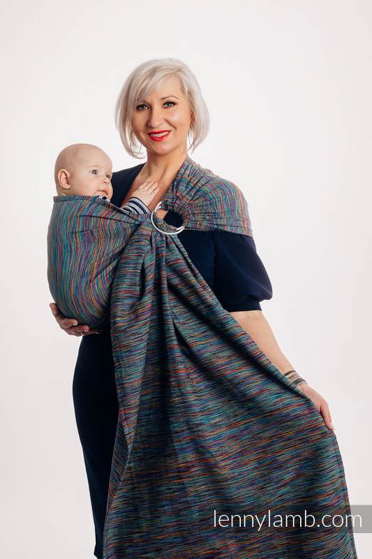 Ringsling, Jacquard Weave (100% cotton) - with gathered shoulder - COLORFUL WIND - long 2.1m #babywearing
