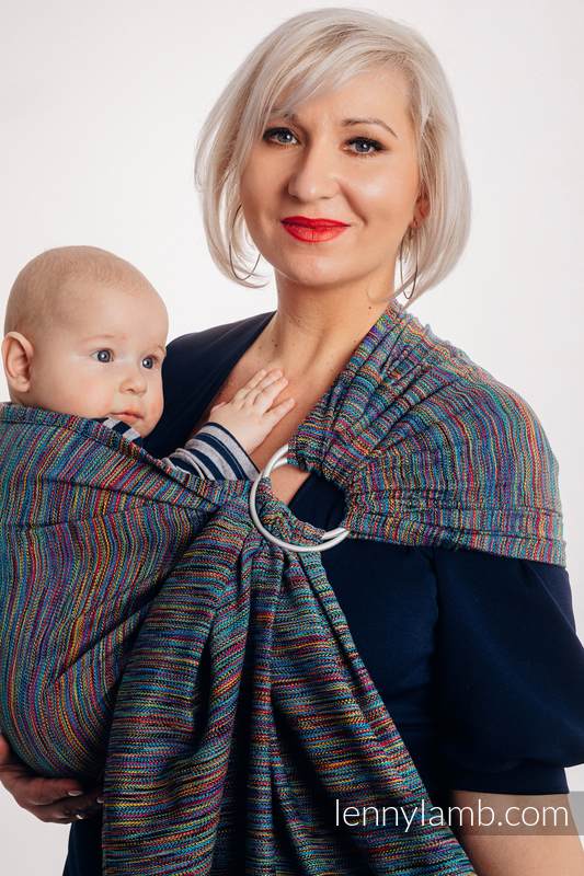Ringsling, Jacquard Weave (100% cotton) - with gathered shoulder - COLORFUL WIND - long 2.1m #babywearing