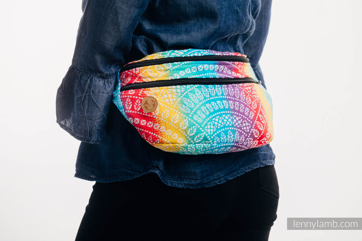 Waist Bag made of woven fabric, size large (100% cotton) - PEACOCK’S TAIL - FUNFAIR  #babywearing
