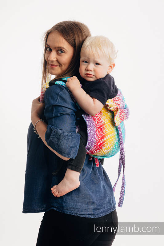 Lenny Buckle Onbuhimo baby carrier, toddler size, jacquard weave (100% cotton) - PEACOCK’S TAIL - FUNFAIR  #babywearing