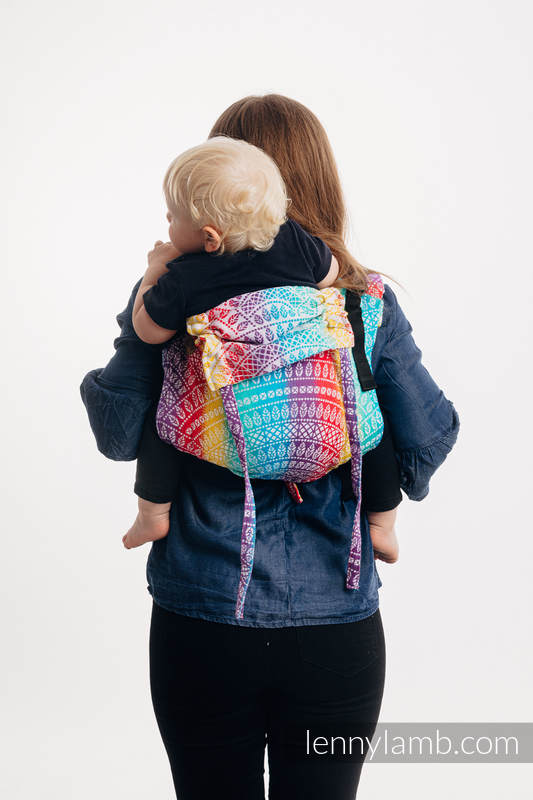 Onbuhimo de Lenny, taille standard, jacquard (100% coton) - PEACOCK’S TAIL - FUNFAIR  #babywearing