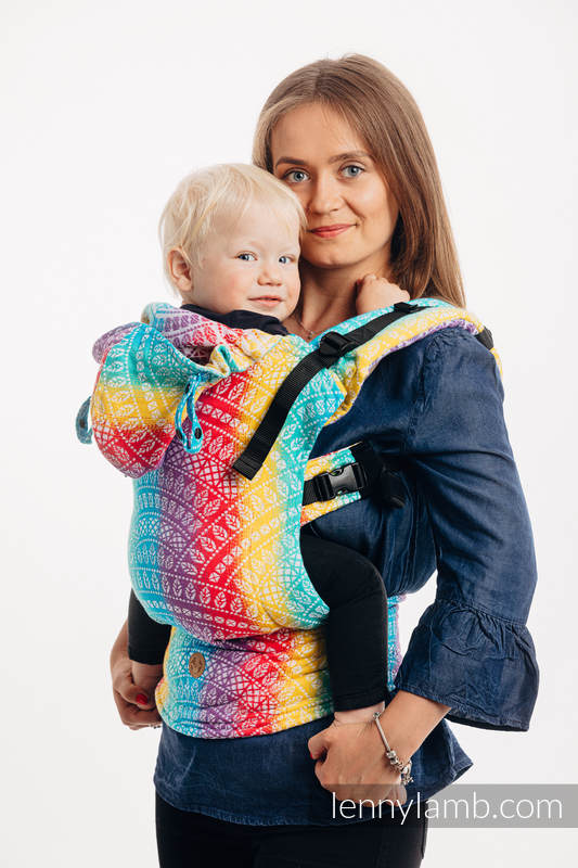 Marsupio Ergonomico LennyGo, misura Toddler, tessitura jacquard 100% cotone - PEACOCK'S TAIL - FUNFAIR  #babywearing