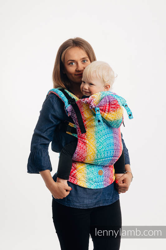 Marsupio Ergonomico LennyGo, misura Toddler, tessitura jacquard 100% cotone - PEACOCK'S TAIL - FUNFAIR  #babywearing