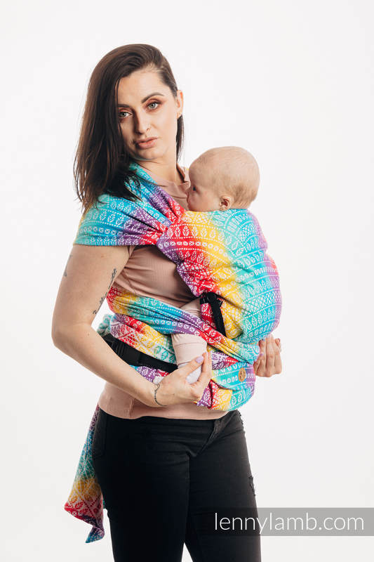 Nosidełko LennyHybrid Half Buckle, splot żakardowy, 100% bawełna , rozmiar standard - PAWI OGON FUNFAIR #babywearing