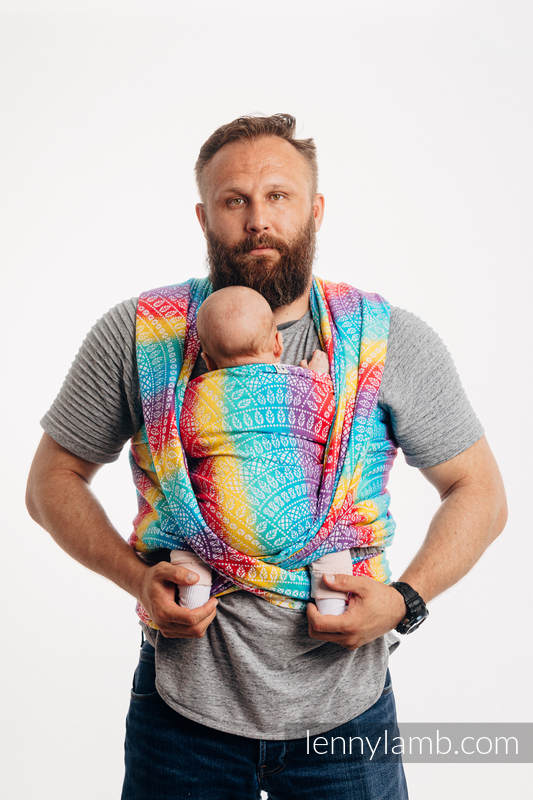 Baby Wrap, Jacquard Weave (100% cotton) - PEACOCK’S TAIL - FUNFAIR - size XL #babywearing