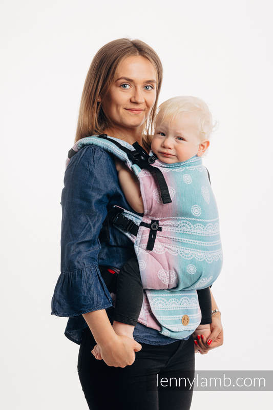 Nosidełko LennyUpGrade  z tkaniny żakardowej (91% bawełna, 9% tencel), rozmiar standard - KORONKA UNICORN #babywearing