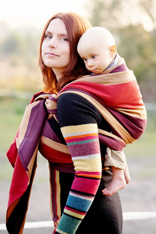 Chusta do noszenia dzieci, tkana splotem skośno-krzyżowym, bawełna z wełną - Klon - rozmiar M #babywearing