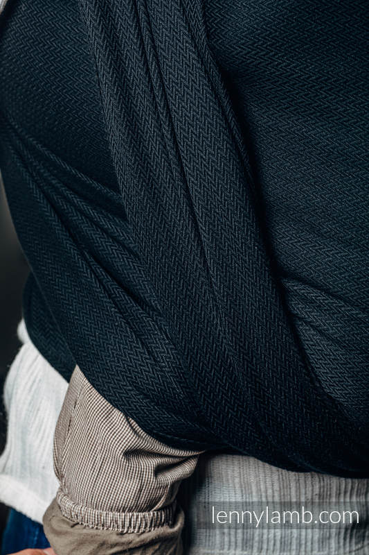 Fular Línea Básica, tejido Herringbone (100% algodón) - LITTLE HERRINGBONE EBONY BLACK - talla XS #babywearing