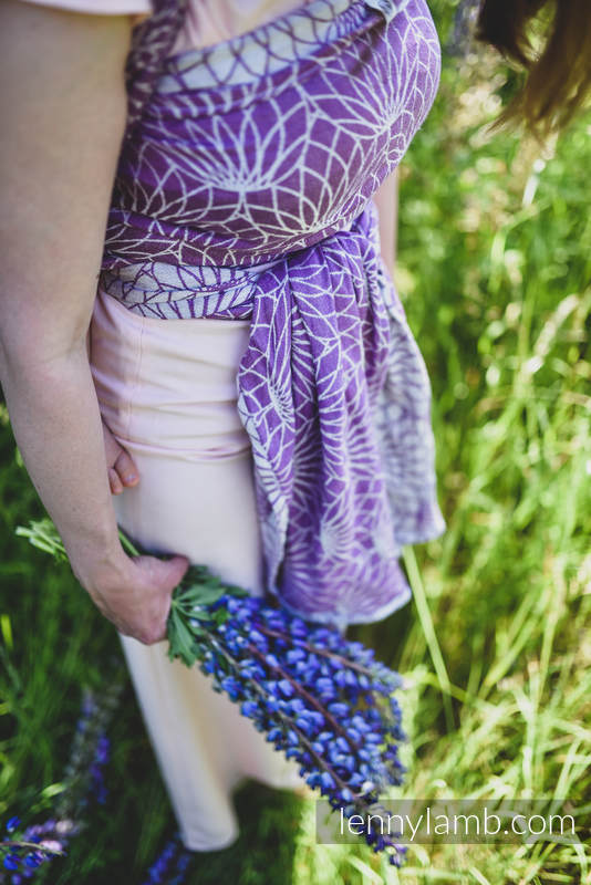 Żakardowa chusta do noszenia dzieci, 100% len - LOTOS - PURPUROWY - rozmiar S #babywearing