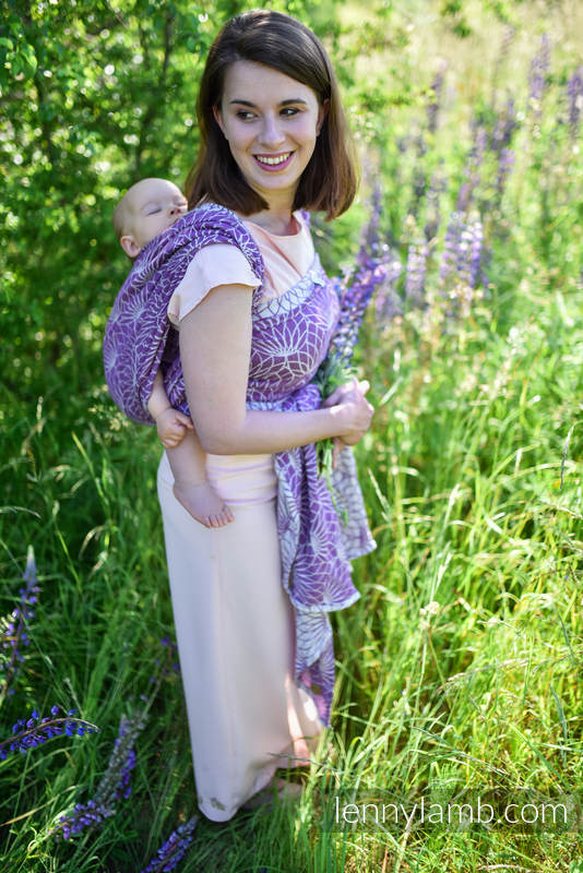 Żakardowa chusta do noszenia dzieci, 100% len - LOTOS - PURPUROWY - rozmiar L #babywearing