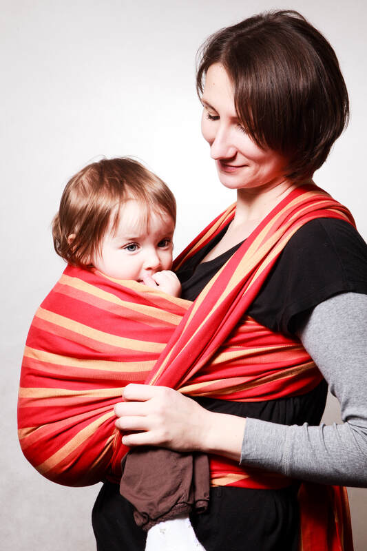 Chusta do noszenia dziecka, tkana splotem skośno-krzyżowym - Ognisty Tulipan - rozmiar M #babywearing